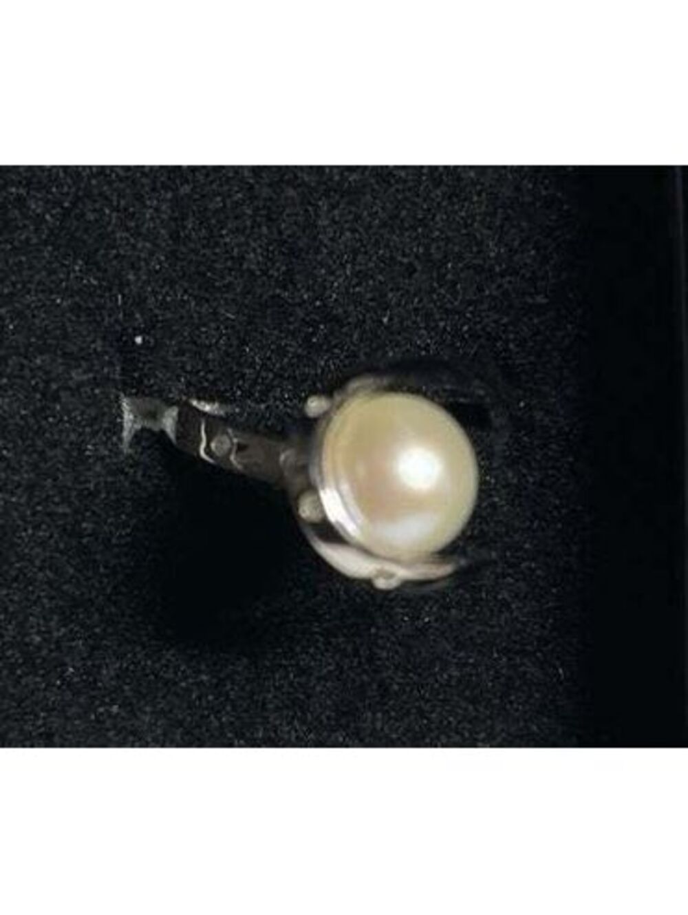 Akimio Platinum Over Sterling Silver Diamonds and Pearl Ring